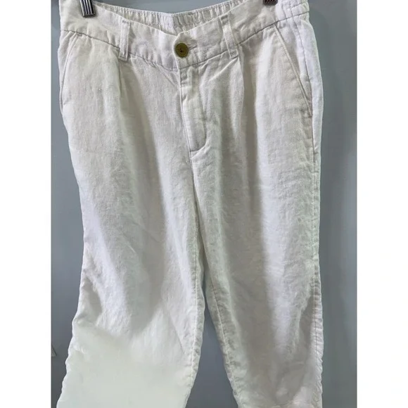 Lands End 100% Linen Pants 6 Petite White Lightweight Summer Casual Pockets EUC - Picture 2 of 10